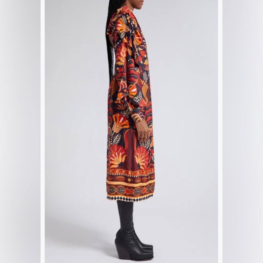 NWT $270  FARM Rio Nature Beauty Long Sleeve Open Back Midi Dress- S & M! - Picture 3 of 7